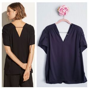 Vince Black V-neck Stretch Silk‎ Blouse